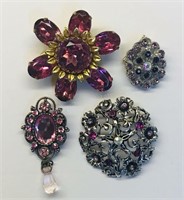 Purple/Pink Rhinestone Pins