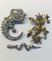 Amphibian/Lizard Pins Sterling