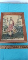 Vintage oak framed Jesus print,  14.5 x 18.75