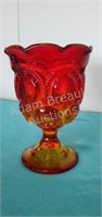 Vintage red and yellow 6 in stemmed compote