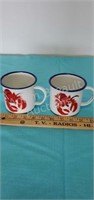 Two Lobster theme porcelain enameled cups