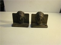 Pair of Cast Iron Indian Head Book Ends