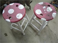 2 STOOLS  HOLES IN TOP