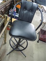 TALL METAL AND LEATHER CHAIR