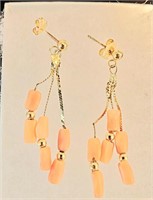 14k gold coral earrings