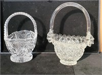 Pr. Glass Baskets One marked Fenton Crimped top
