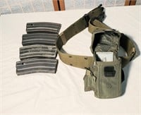 US belt with gun clip holder and 4 empty gun clips