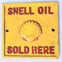 Pr. Vintage shell oil metal sign