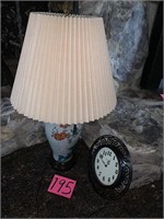 Clock and Porcelain Lamp