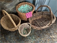 Basket with Packing Peanuts and 3 baskets