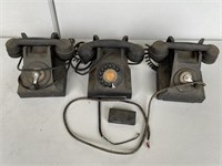 3 x Vintage Black Telephones