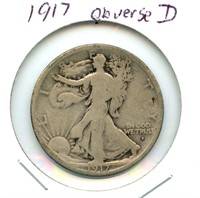 1917-Obverse D Walking Liberty Silver Half Dollar