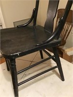 Antique Black Chair & Desk Chair On Rollers,
