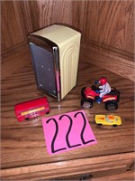 Napkin Holder and Buddy L Toy Cars