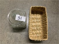 BASKET AND CANISTER OF BEADS