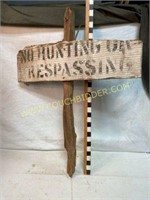 Antique No Hunting sign