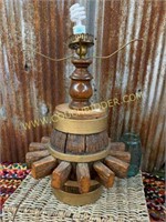 Heavy wooden wagon wheel hub lamp