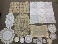 Great lot vintage hand crochet and linen toppers
