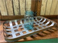 Slatted metal farmhouse basket