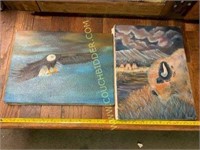 Buffalo and eagle oil on canvas paintings