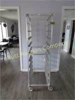 Aluminum tray rack on rollers