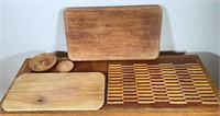 5 pcs. Carved Wood Trays & Bowls