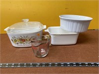 Corning Cassaroles, Measure Cup & French White