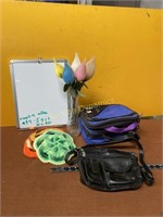 Fuzzy Flower Roundup, bags, white board