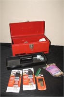 Metal Toolbox With Craft Supplies