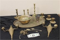 Lot of Decor. Brass Candle Holders & More