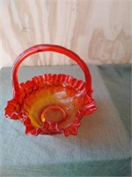 Orange/Carnival type glass basket