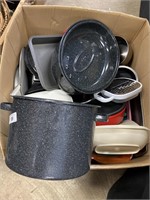 Enamelware, kitchenware, cookware.