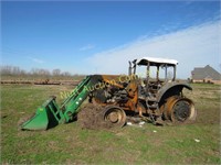 John Deere 7520 tractor w/JD loader - Fire damage