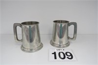 Vintage Tin Mugs Clear Bottom - made In England