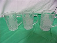 3 Etched Glass Mugs