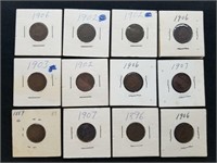 12 Assorted Indian Head Pennies 1 Lot