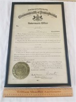 1945 Indiana Pa Judge Document Framed