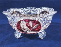 Cut Glass Bowl With Bird