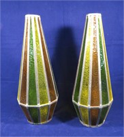 Mid Century Colored Glass HAnging Light Shades