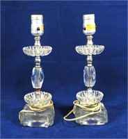 2 Vintage Cut Glass Table Lamps and Shades