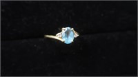 Ladies 14K Blue Topaz and Diamond Ring--2.9 Grams