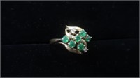 Ladies 14K Emerald And Diamond Ring--3 Grams