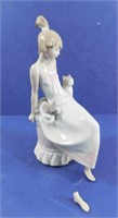 Lladro #5543 Girl With Cats (One Foot Broken Off)