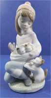 Lladro # 6020  Girl with Three Kittens