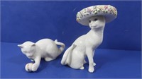 Lenox Cat with Sombrero and Lenox Cat with Ball