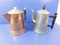 Vintage Coffee Pots -- One Copper and One Tin