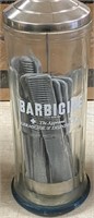 GLASS BARBERCIDE WITH LID AND COMBS WILL SHIP