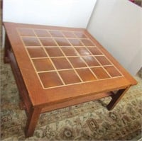 Stickley Oak with Tile Top Coffee Table--38 1/2"