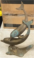 VINTAGE BRASS DOLPHINS STATUE YES WE WILL SHIP