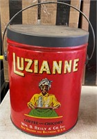 VINTAGE LUZIANNE COFFEE & CHICORY RED CAN W/LID